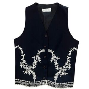 Vintage Navy with While Lace Detail Vest, Norton McNaughton, Lined